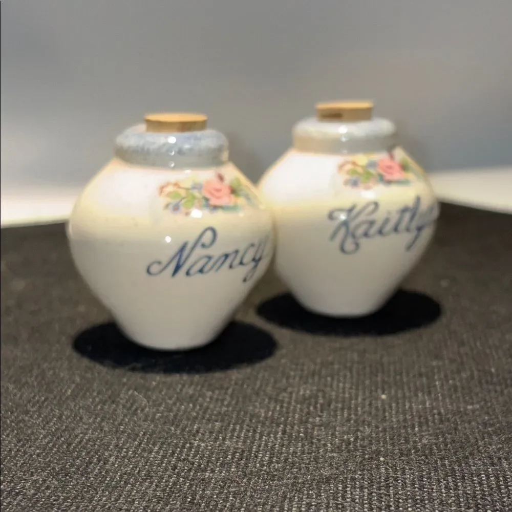 Floral Cream Ceramic Jars